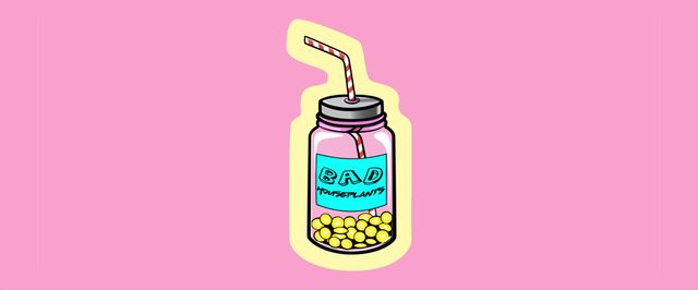 A jar with a tube filled with medicines